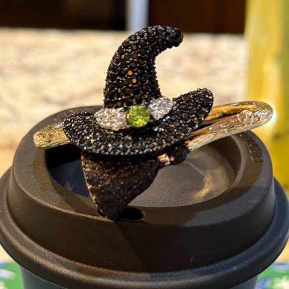 Betsey Johnson Jewelry - NEW Betsey Johnson Sparkly WITCH HAT HINGE BANGLE BLACK Bracelet